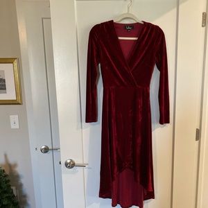 Red velvet midi Lulus dress